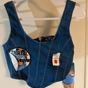Crop fitted vest.    Denim.  New with tags.